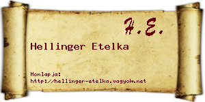 Hellinger Etelka névjegykártya